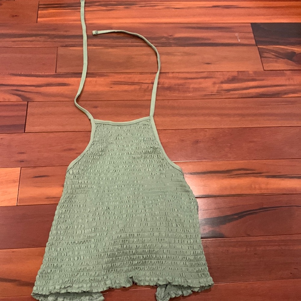 Womens small green cropped tank top.